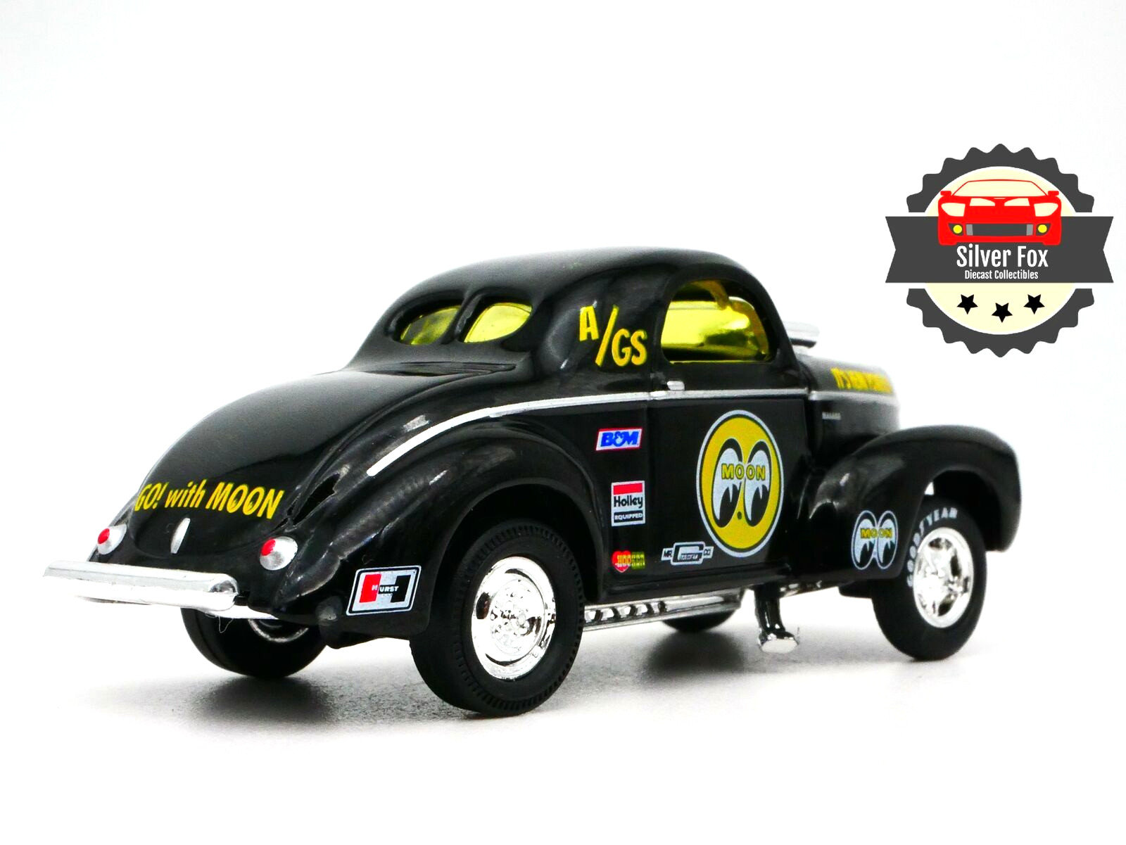 1941 WILLYS COUPE GASSER MOONEYES 1:64 SCALE DIECAST DIORAMA COLLTOR MODEL BLACK