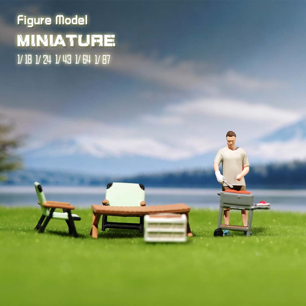 1/18 1/24 1/43 1/64 1/87 Miniature Barbecue Desk Chairs Scene Figure For Cars