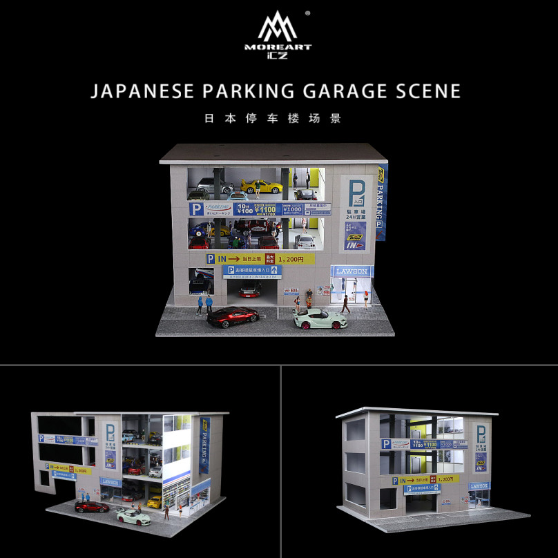 Diorama 1:64 Garage Model LED Police Station Parking Lot Model Display Case US
