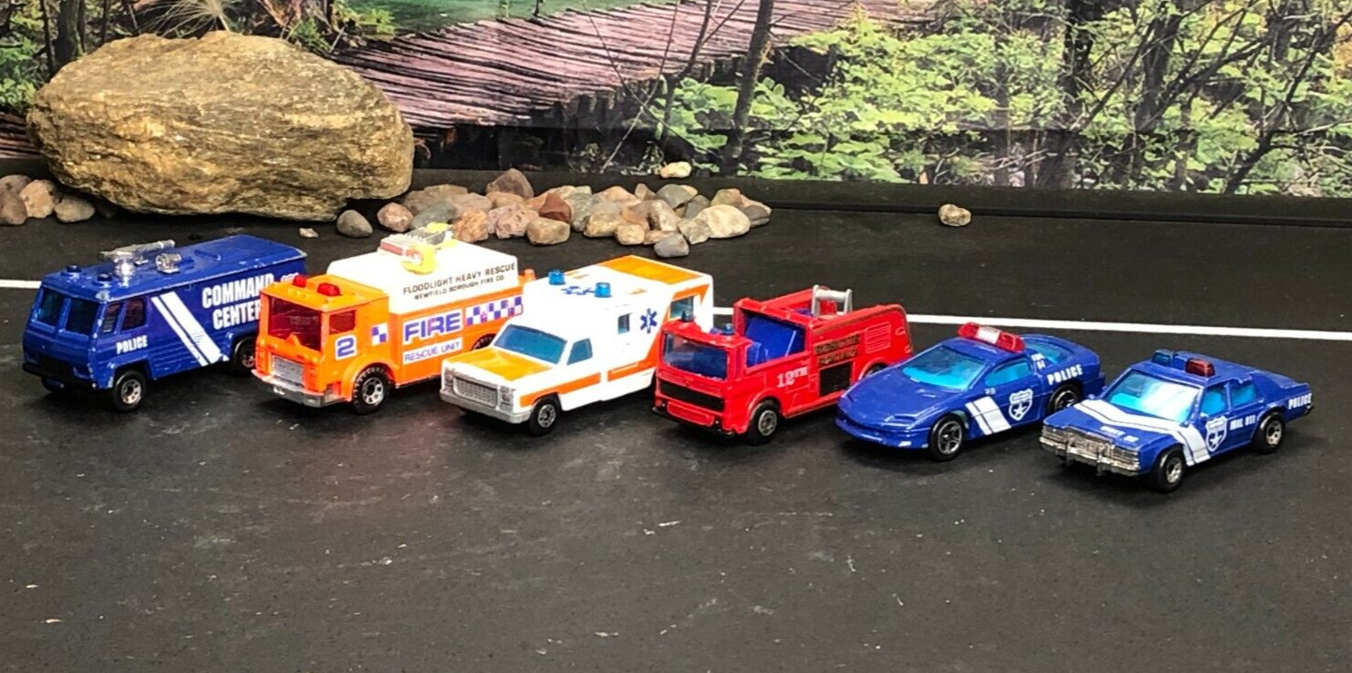 6 VTG Matchbox 1:63 1:69 POLICE/FIRE RESCUE CARS Camaro Z-28 FORD LTD AS-IS
