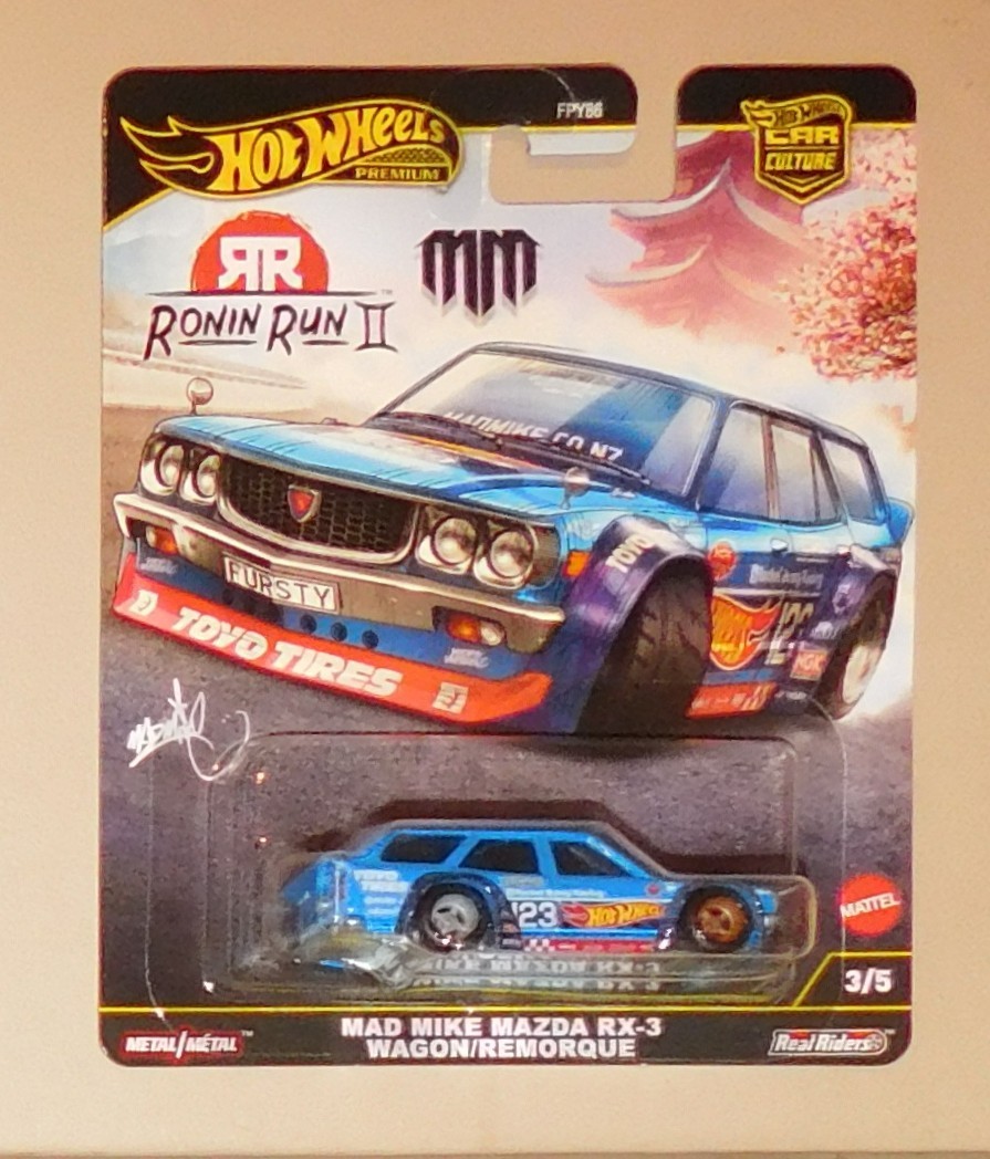 2025 Hot Wheels – Car Culture – Ronin Run II -Mad Mike Mazda RX-3 Wagon/Remorque
