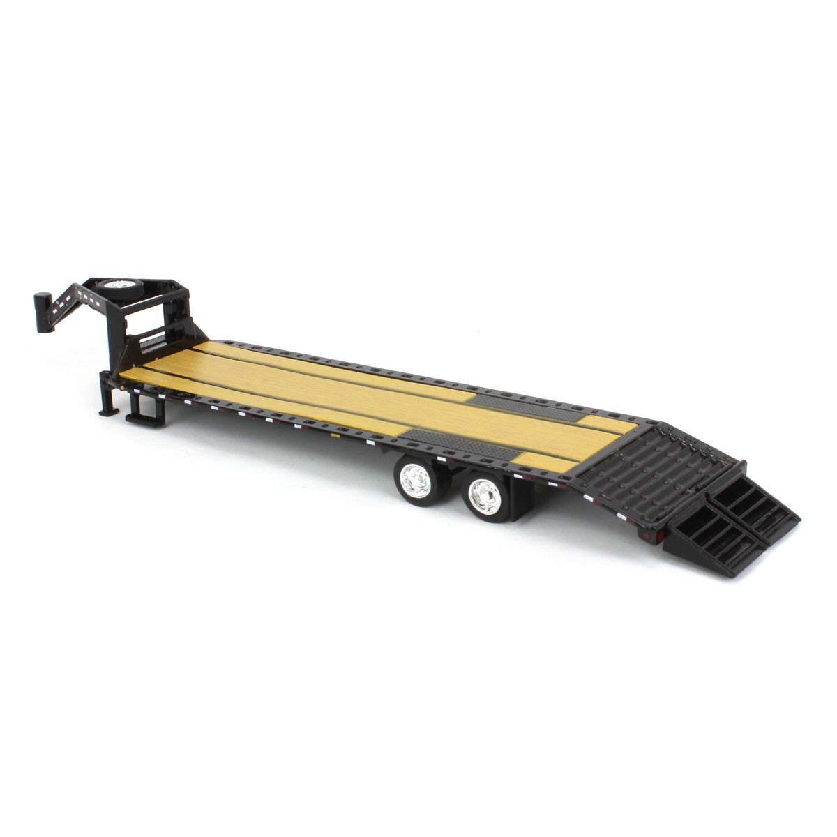 Greenlight 1/64 Gooseneck Trailer Black with Red White Conspicuity Stripes 30390