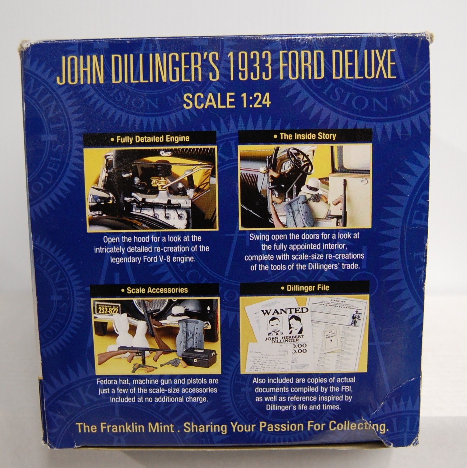 Franklin Mint John Dillinger’s Getaway Car 1933 Ford Deluxe 1:24 Broken Pcs READ
