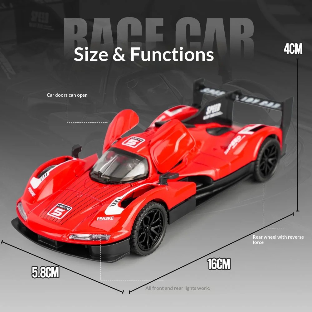 1:32 Porsche 963 alloy racing car model simulation sound and light suitable