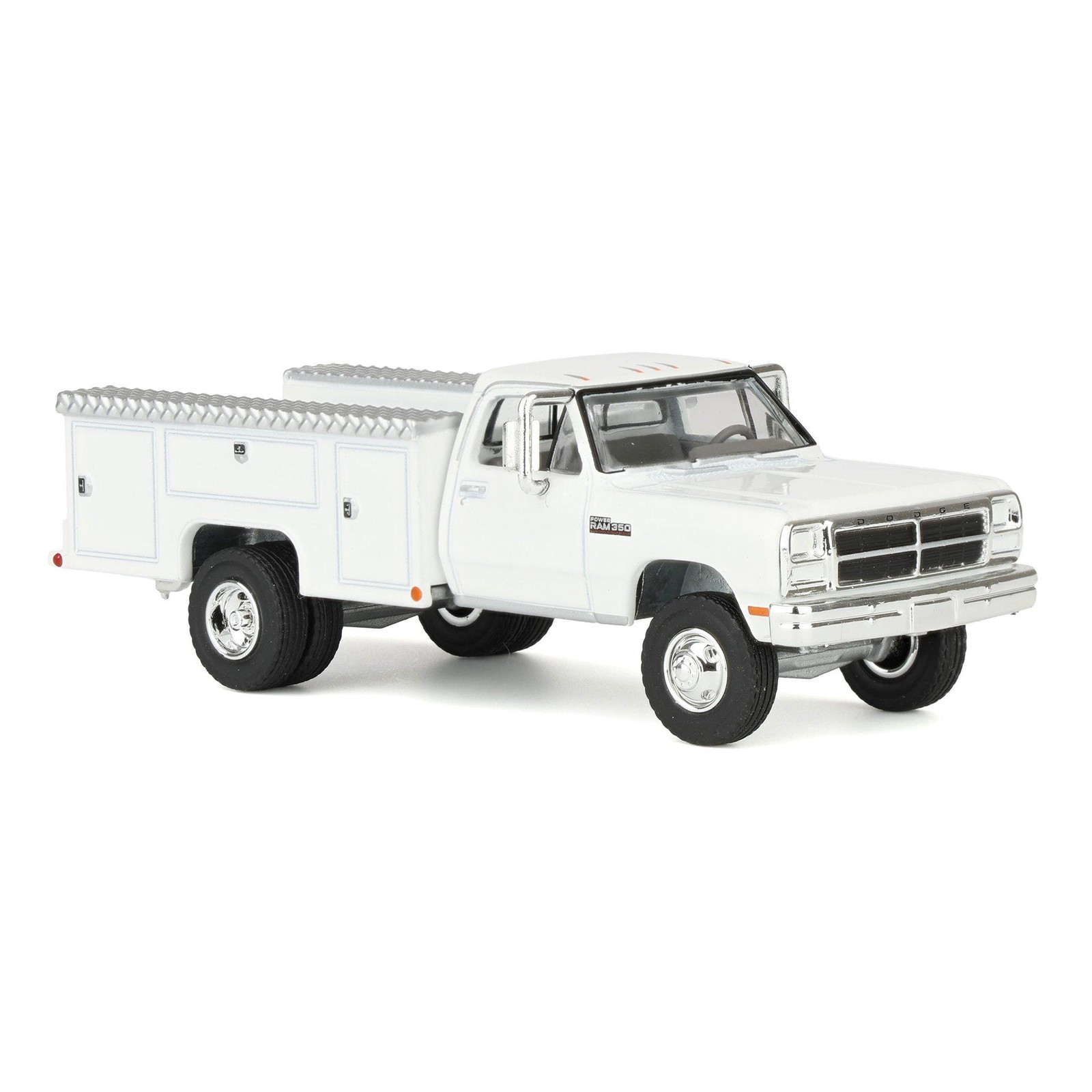 1/64 1993 Dodge Ram 350 Pickup Truck with Service Bed, White, Rick’s Auto Sales
