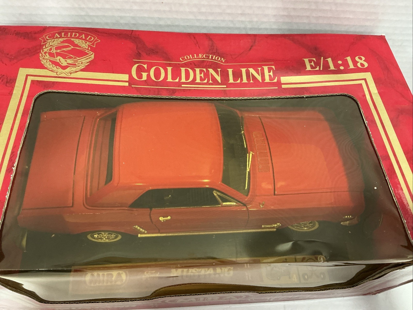 MIRA GOLDEN LINE 1965 Ford Mustang ~ Red Hard Top 1:18 Die Cast Car