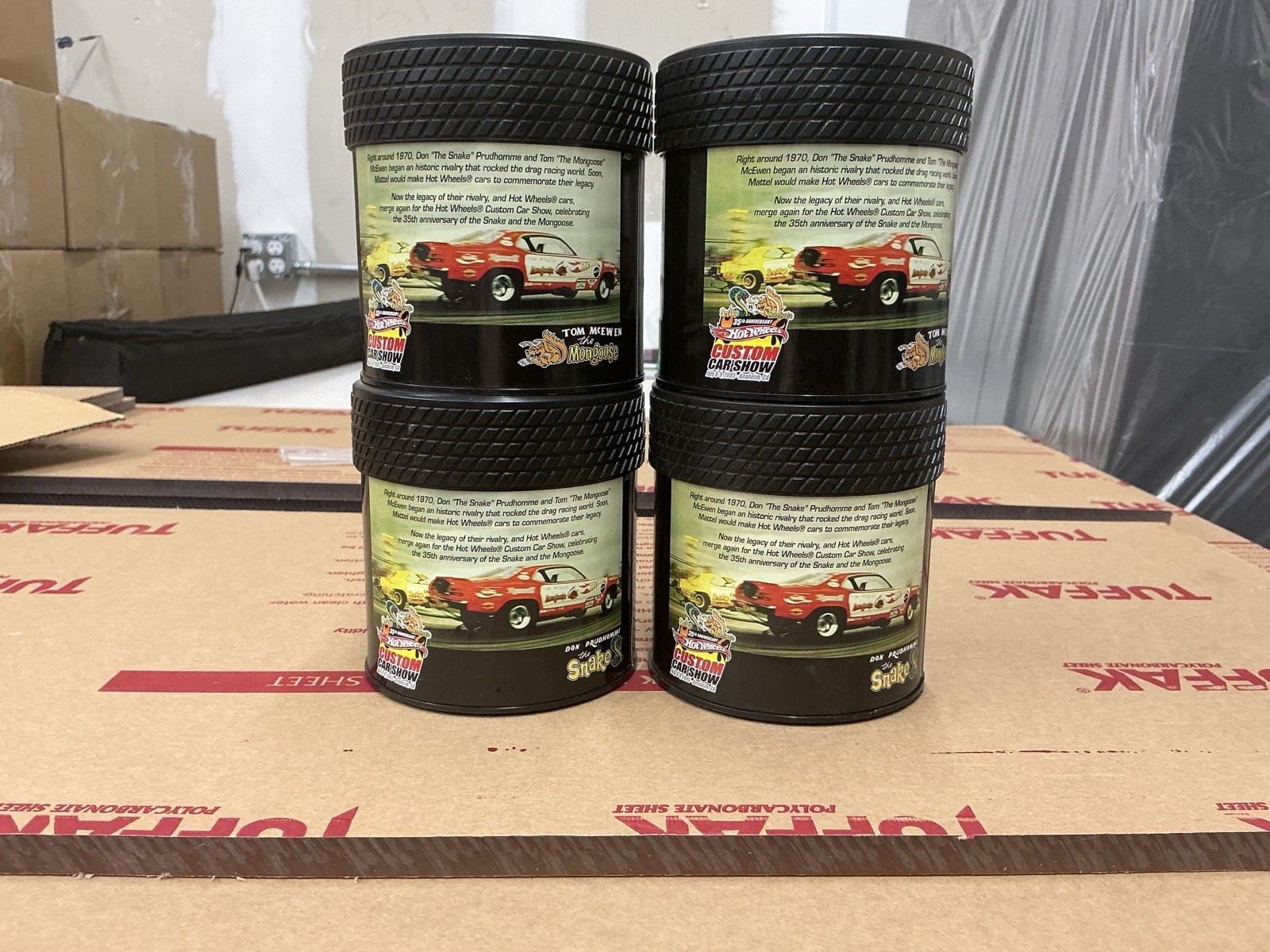 Hot Wheels Snake & Mongoose 35th Anniversary Oil Cans – Set 4