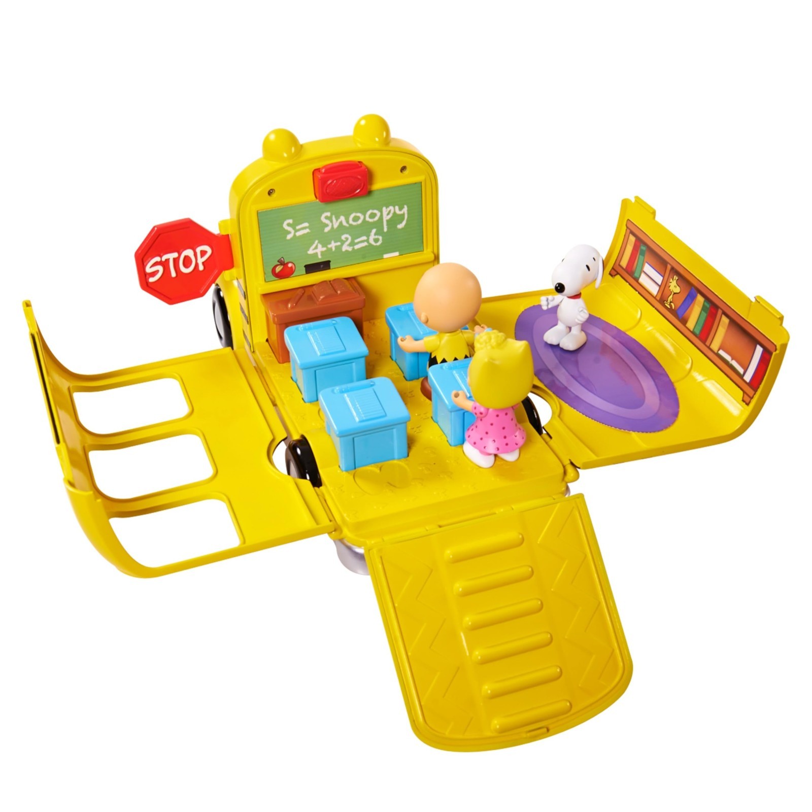 Interactive School Bus Toy Set – 11-Piece Charlie Brown, Snoopy & Sally Figures