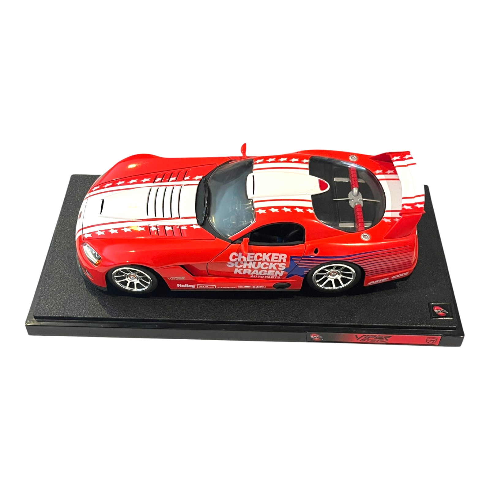 Dodge Viper GTS-R Checker Schuck’s Kragen Die Cast Car 1:18 with Stand
