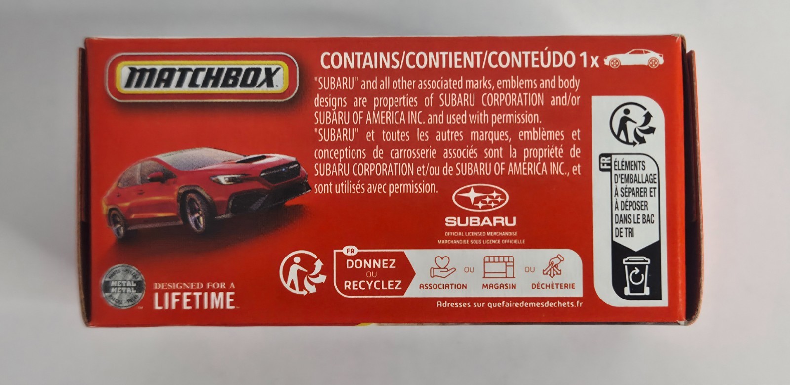 2024 Subaru WRX S4 STI 78/125 Matchbox 2026 POWER GRABS JHR16 MBX Metro red