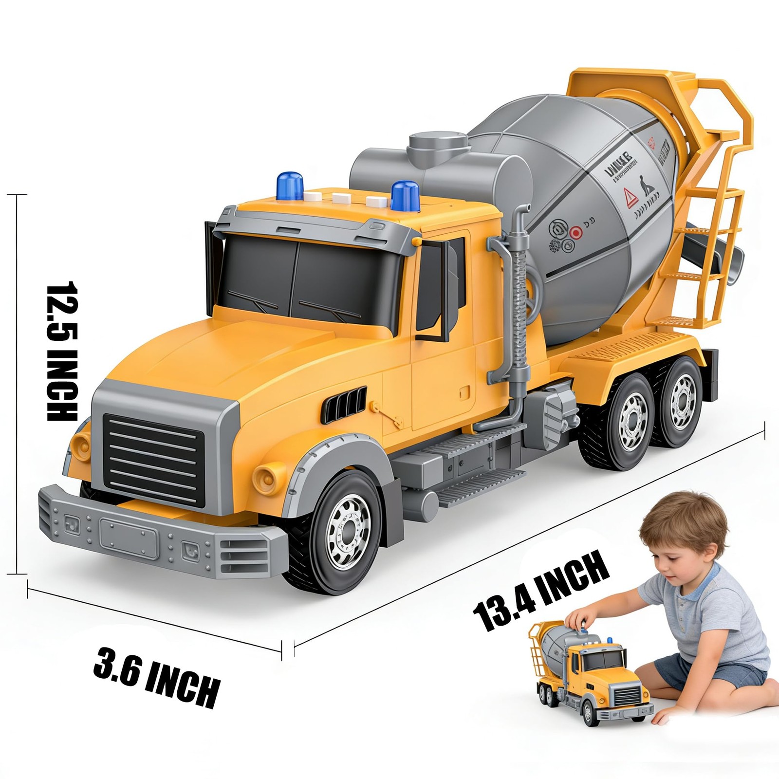 14 Inch Large Mixer Truck with Sounds,Toys for 3 4 5 6 7 8 Years Old Boys,Boy…