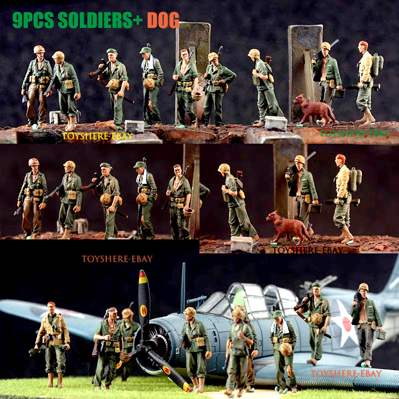 Miniature 1/72 tank soldiers figures US Troops in Saipan Battle Pacific War 9+1