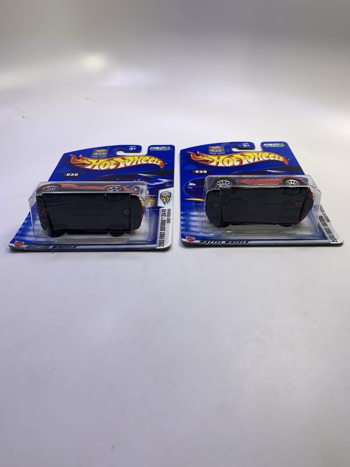 2003 Hot Wheels~Red~’Enzo Ferrari 24/42 & Bugati Veyron 18/42~First Editions~MOC