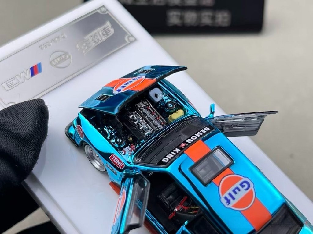 DK 1:64 Plating Blue Gulf M3 E30 Coupe Open Sports Diecast Model Car Collect New