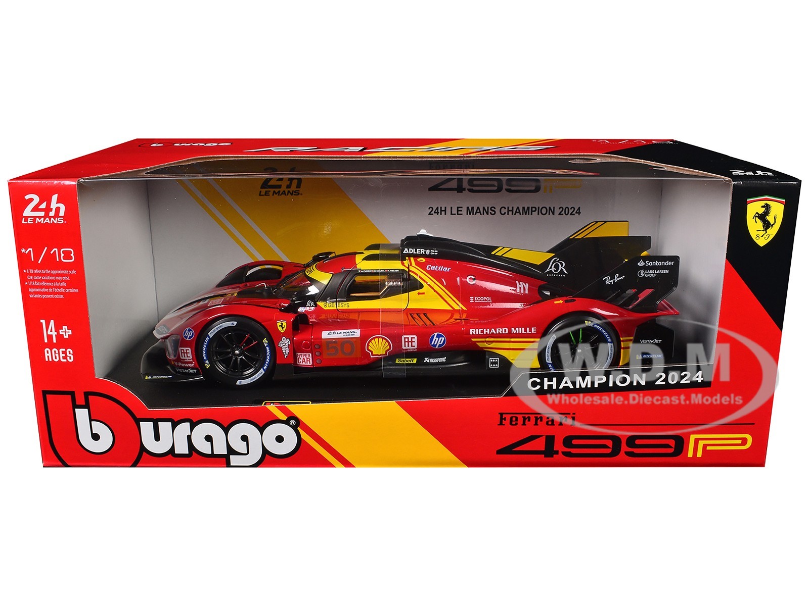 FERRARI 499P #50 WINNER “24H LE MANS” (2024) 1/18 DIECAST MODEL BY BBURAGO 16303