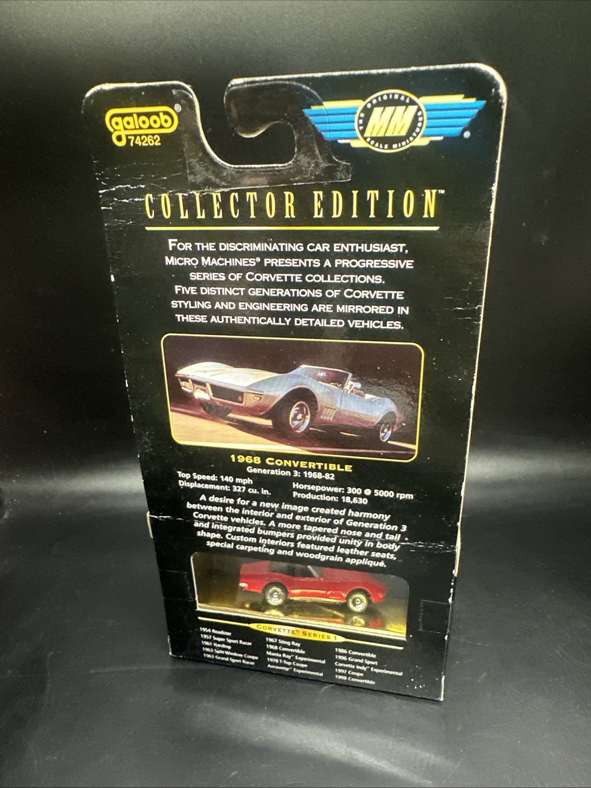 Micro Machines Corvette Series 1 1968 Convertible Removable Top 1998 RED Galoob