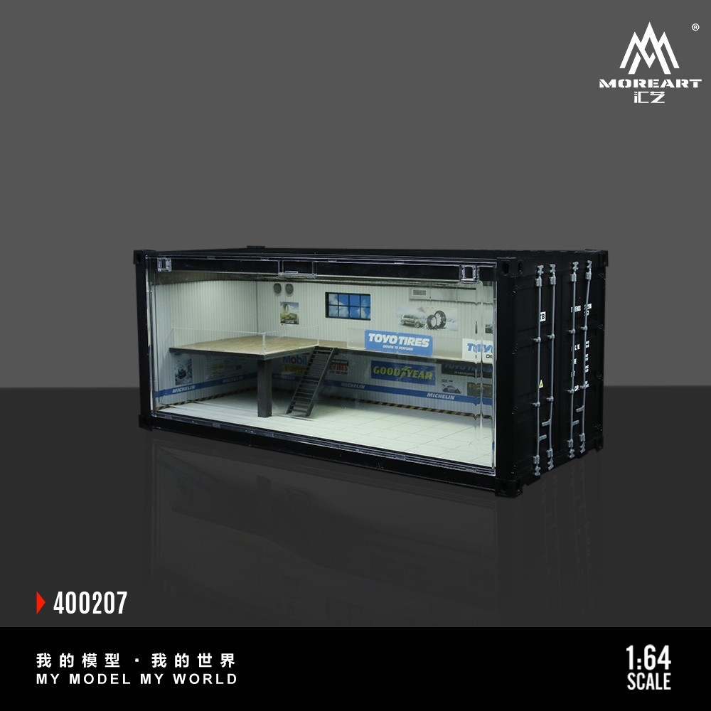 Diorama 1/64 Car Garage Model LED Lights Car Parking Lot Scene Model Display Box