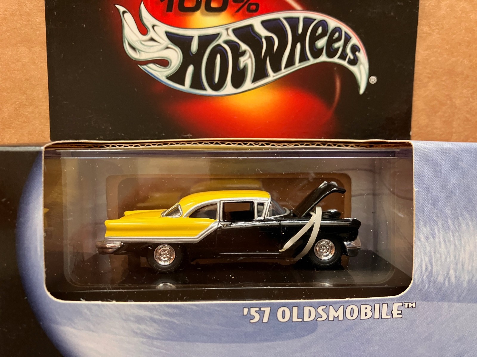 100% Hot Wheels Black Box ’57 Oldsmobile 1/64 Limited Edition Black and Yellow
