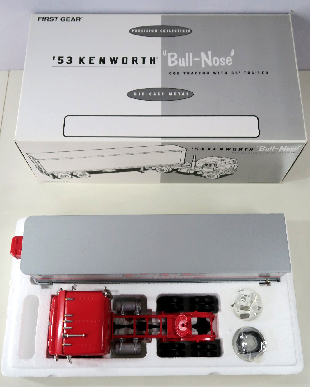 First Gear 1/34th Scale 1953 Kenworth Bull-Nose PIE Tractor & Trailer NIB