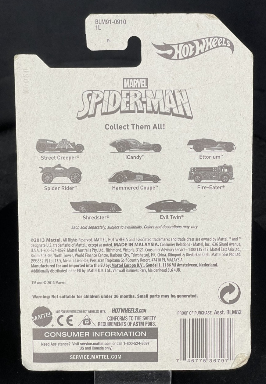 Hot Wheels Marvel Spider-Man Fire-Eater 2013 NIP Marvel Spider-Man 06/08 Rhino