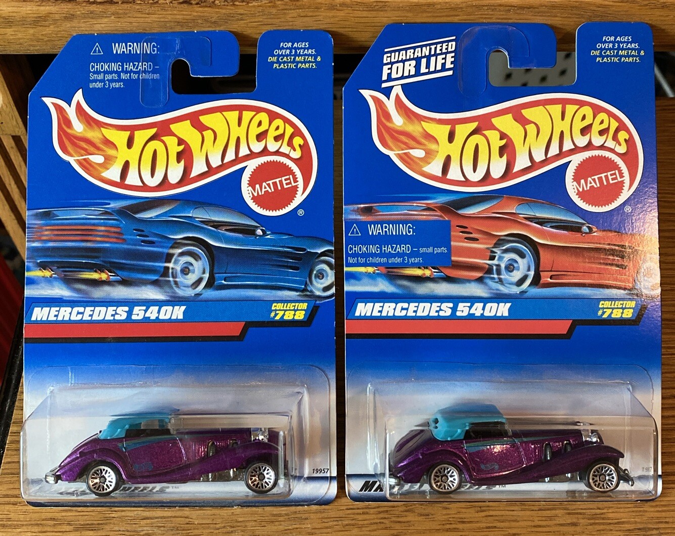 Lot Of 2 – Hot Wheels MERCEDES 540K • Collector #788 • Card Variations