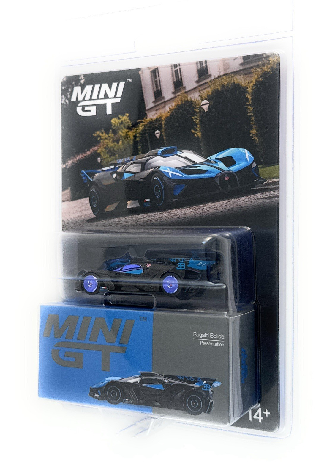 chase! Mini GT 1:64 Bugatti Bolide W16.4 Black & Blue Diecast Model Car MGT01063