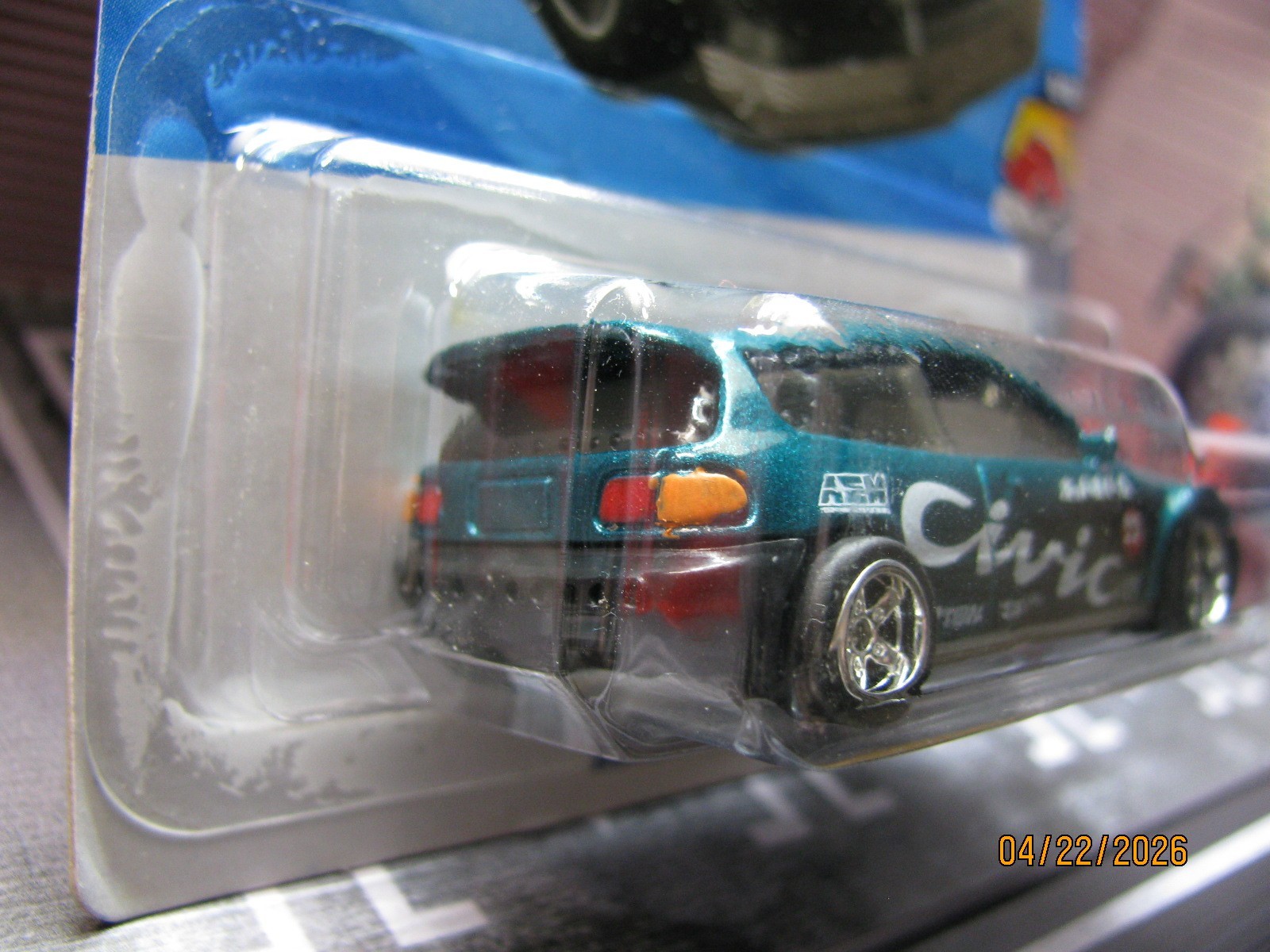 2026 Hot Wheels Honda Civic Custom Green #159, w/Real Riders Wheel Swap