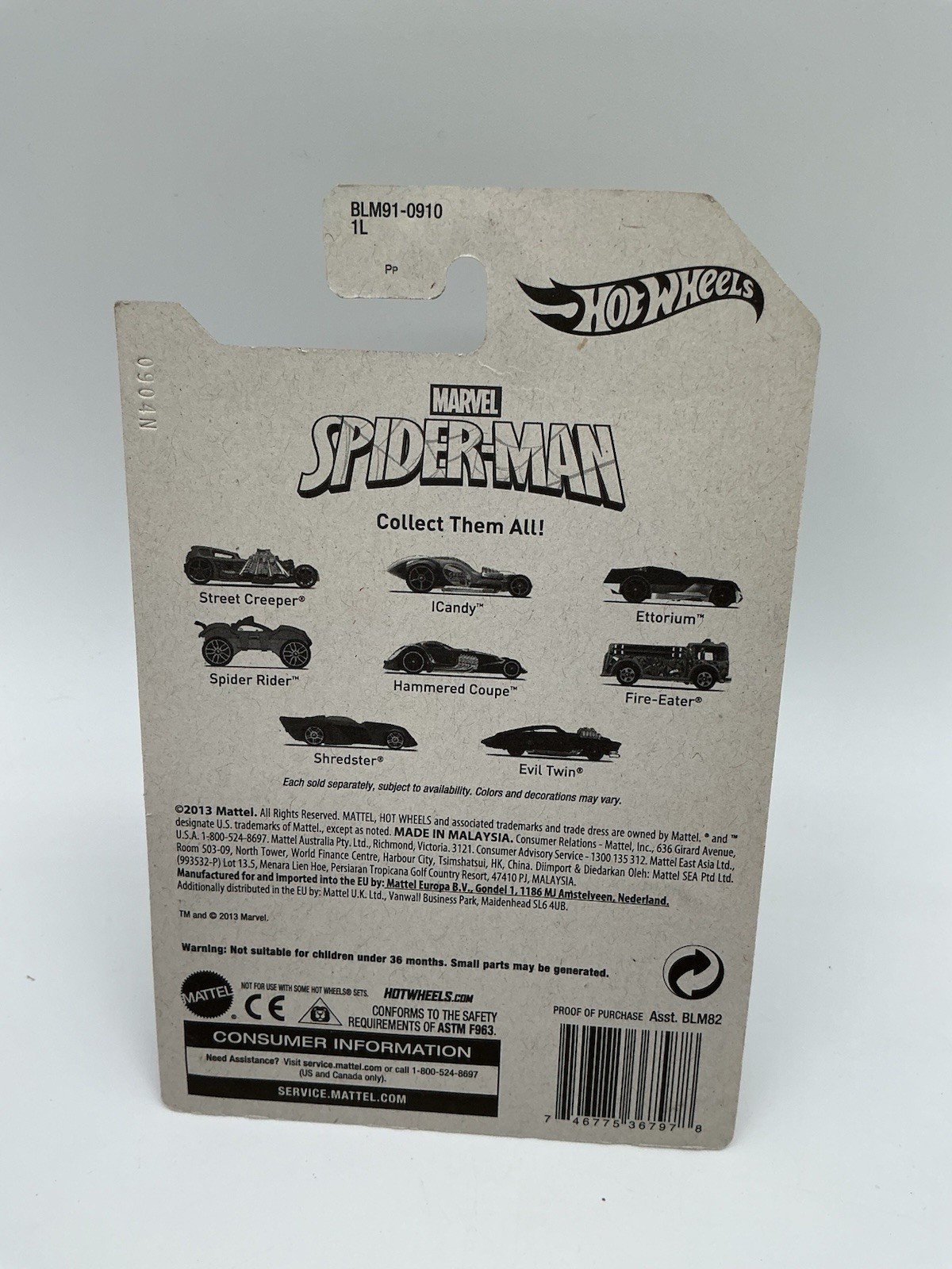 Hot Wheels Marvel Spider-Man Complete Set 2013 7 Of 8- Z 59