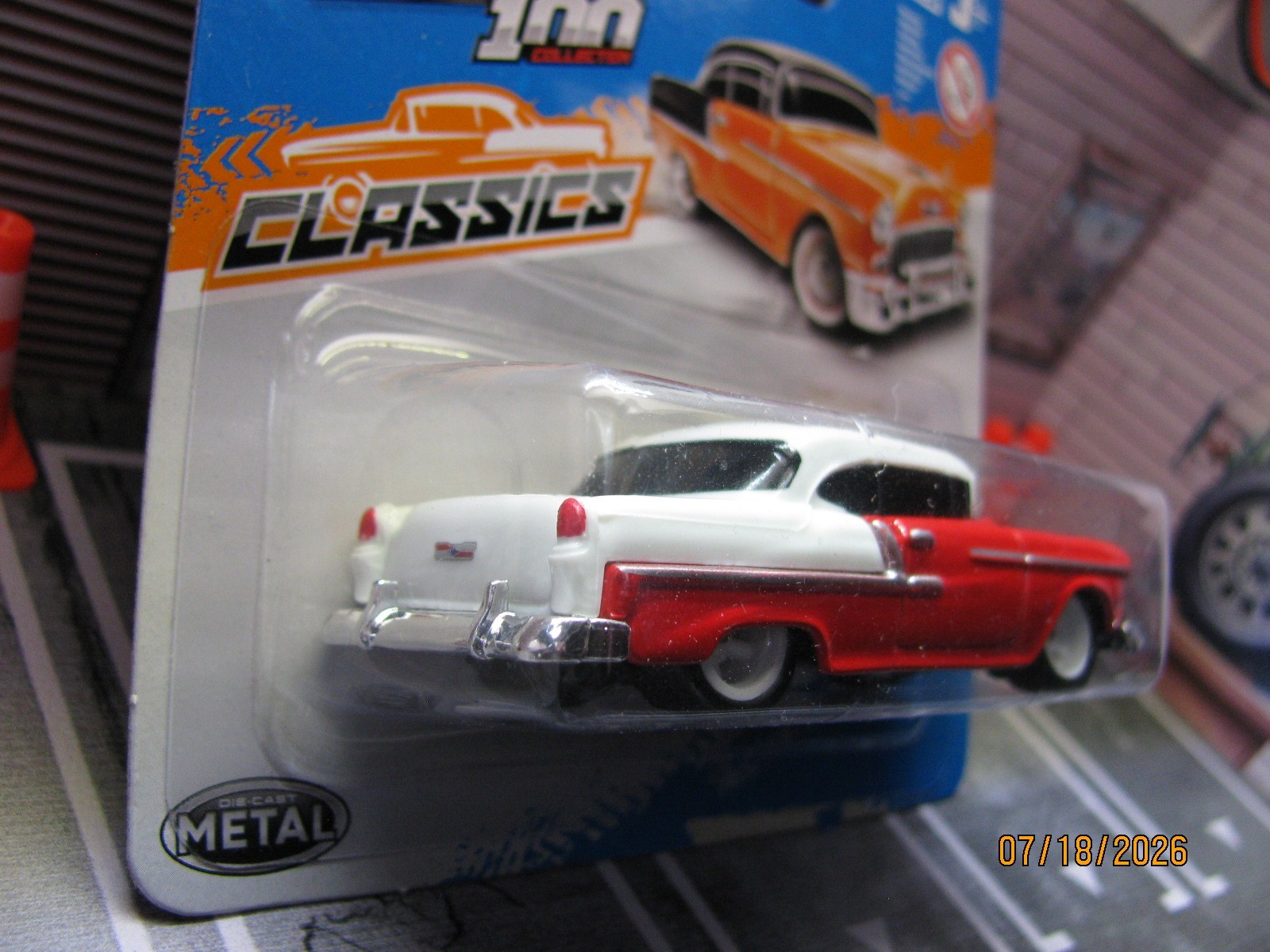 2025 Maisto ’55 Chevy Bel Air Red White Classics, w/Real Riders Wheel Swap