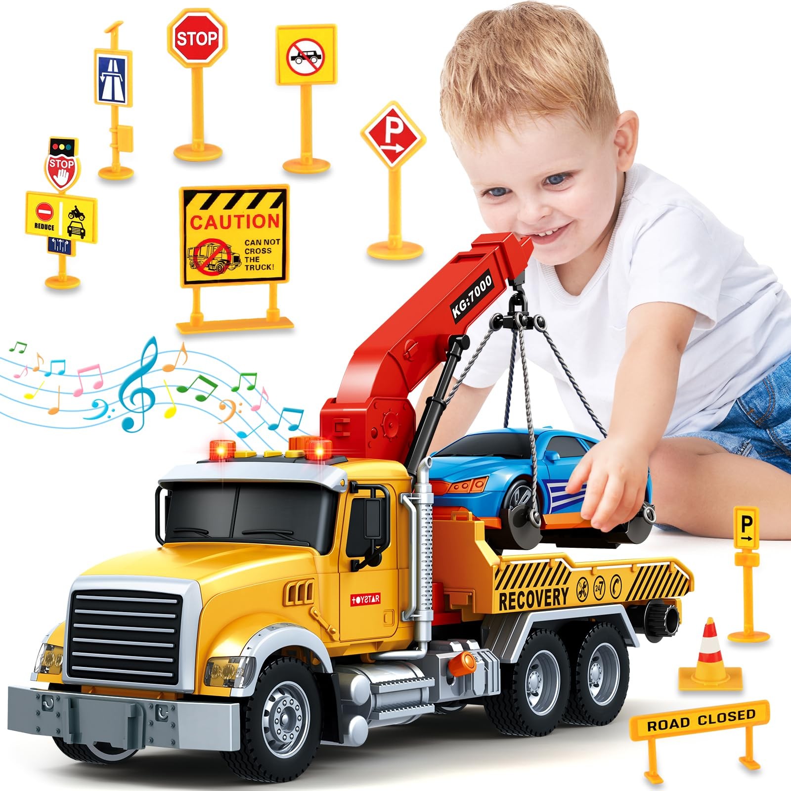 15″ Large Tow Truck Toy, Toy for 3 4 5 6 Years Old Boy Toddlers, Truck Vehicl…