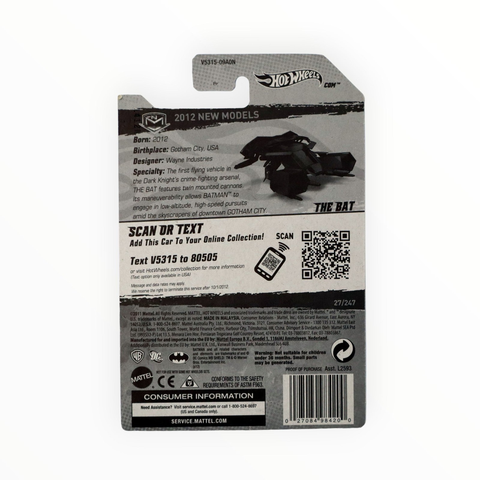 Hot Wheels The Bat 27/247 – 2012 Mainline A