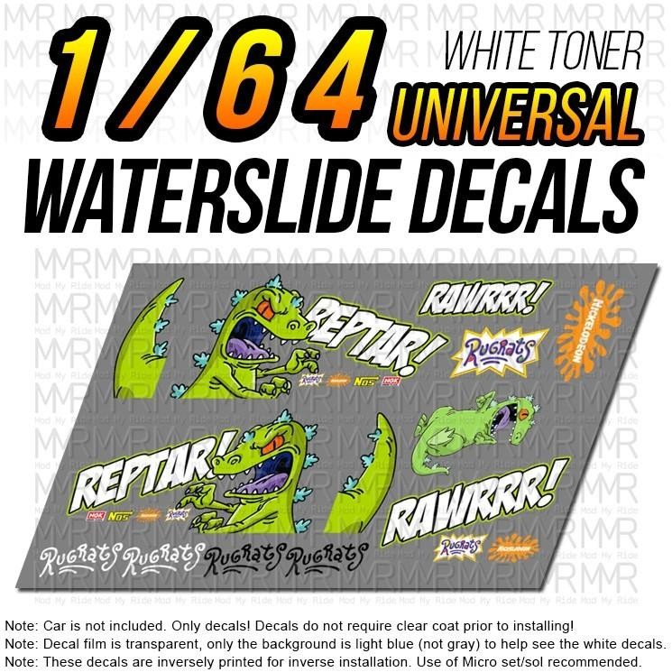 1/64 Scale REPTAR RUGRATS Custom White Toner Universal WaterSlide Decals for Hot