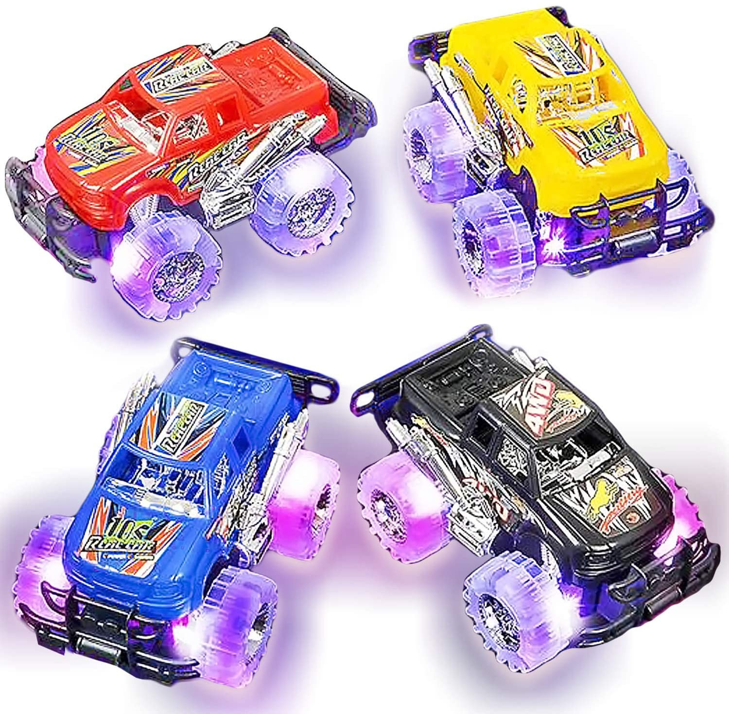 Light-Up Monster Truck Toys (2-Pack) – Push-&-Go Cars with Glowing Wheels – Birt