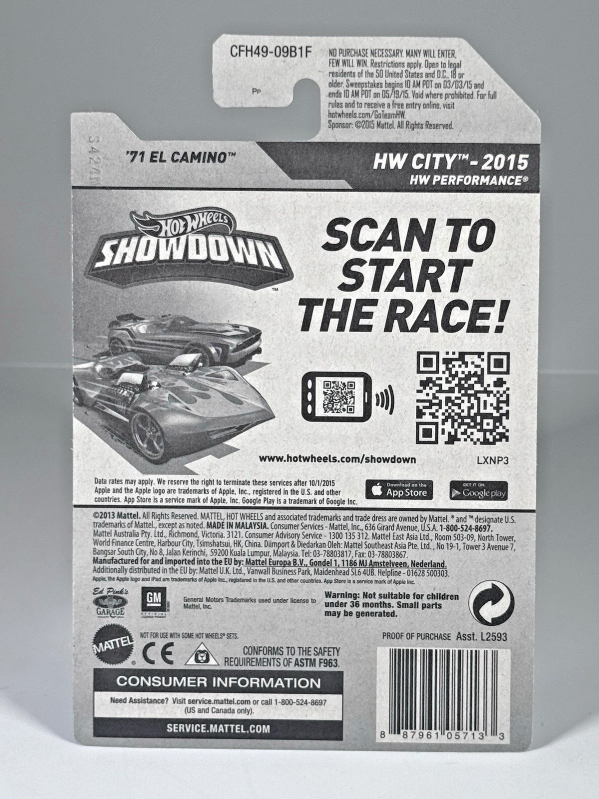 Hot Wheels ‘ 71 El Camino HW City 18/250 Black/ Pink