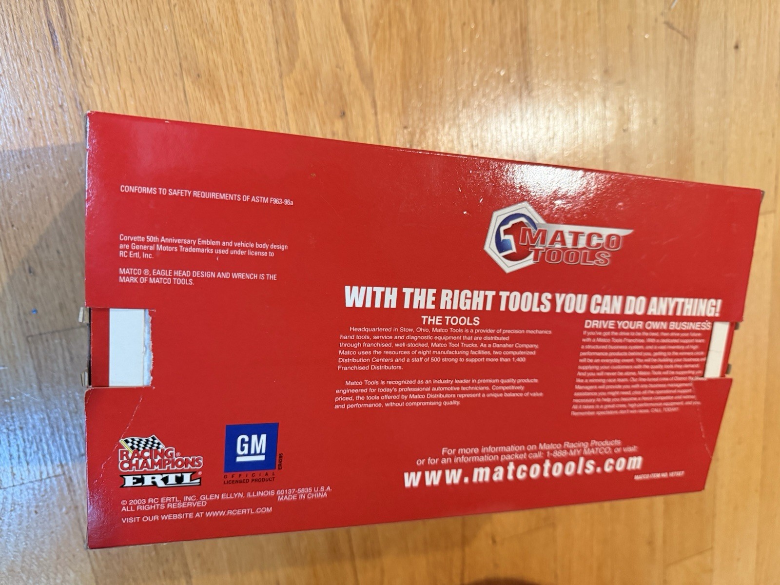Matco Tools 2003 Corvette 1:18 Scale Red 1 Of 4000 Ertl Racing Champions