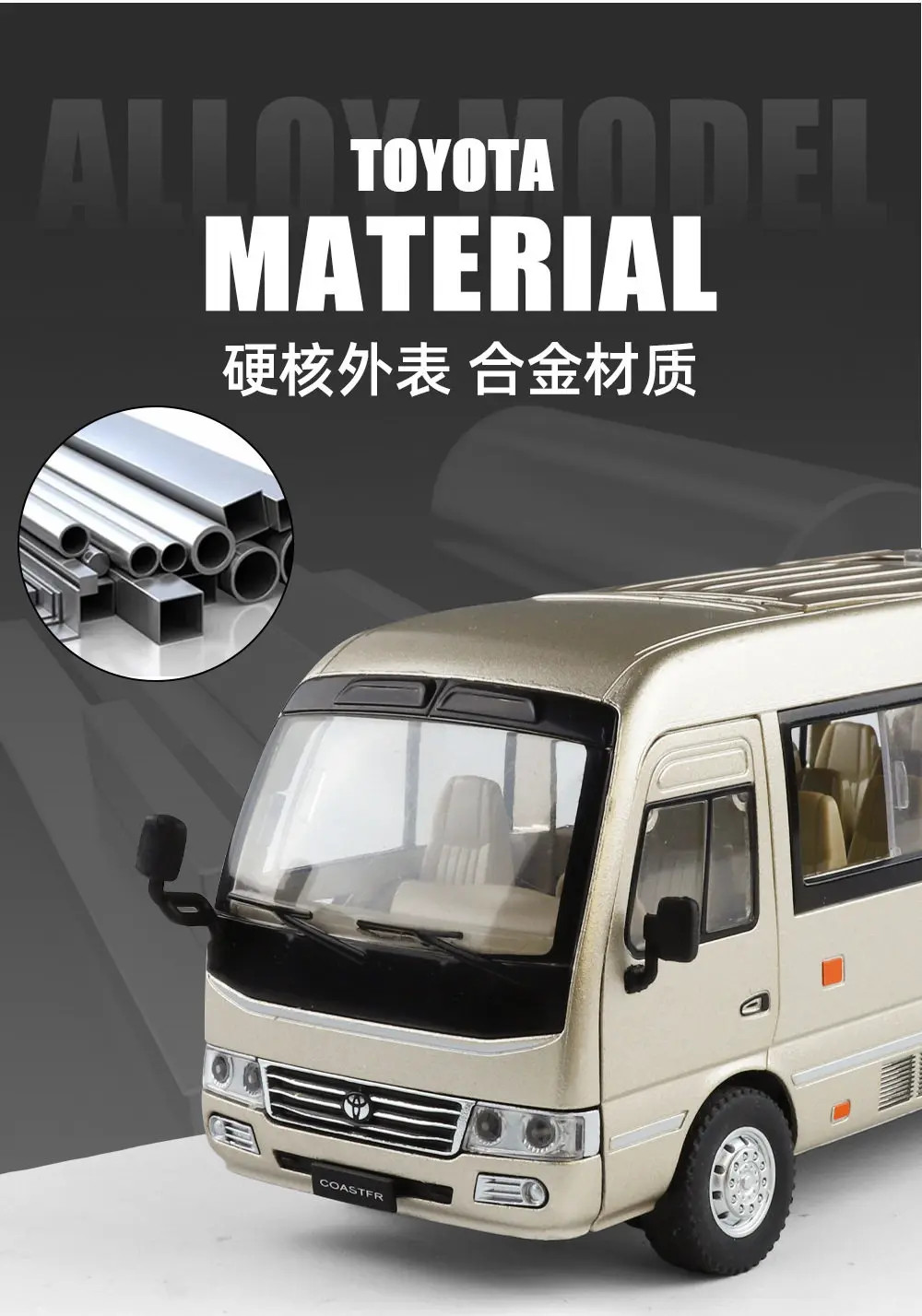 1:24 Toyota Coaster Shuttle Bus Alloy Diecast Model High Simulation Collectible