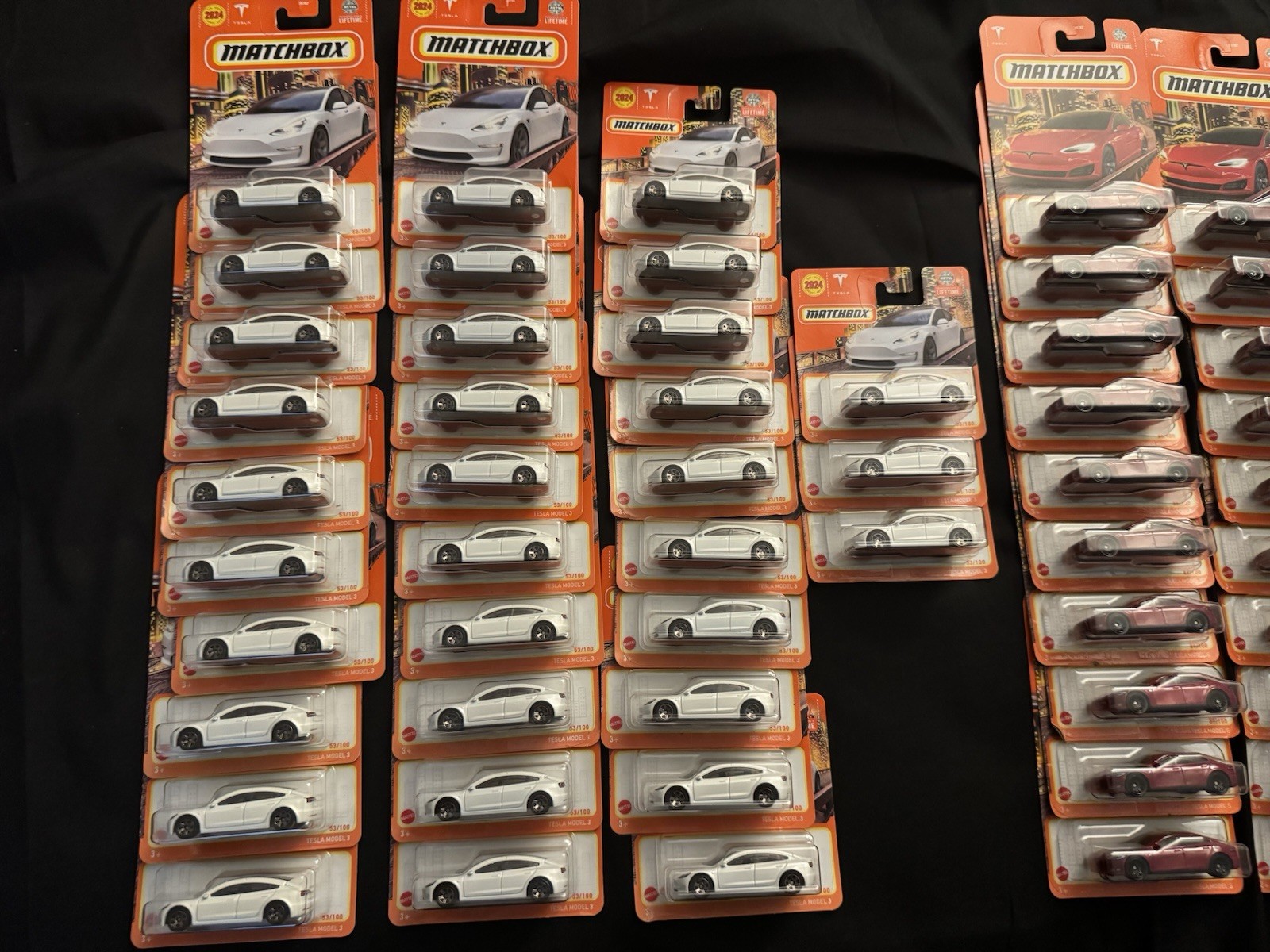 Tesla Roadster, Model S, X, 3 – Hot Wheels & Matchbox Car Lot – 104 TOTAL CARS
