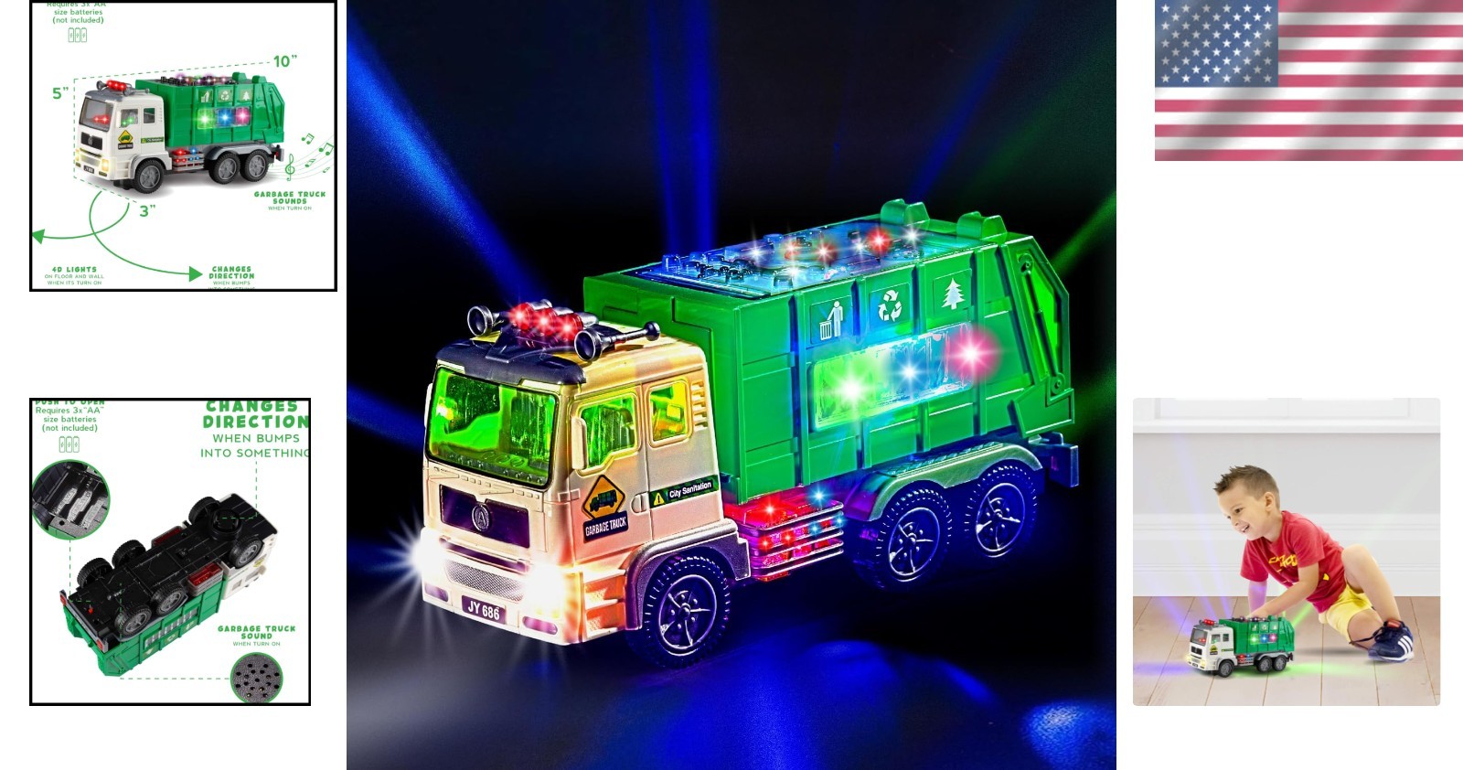 Interactive 4D Toy Garbage Truck with Lights & Sounds – Perfect Gift for Kids 3+