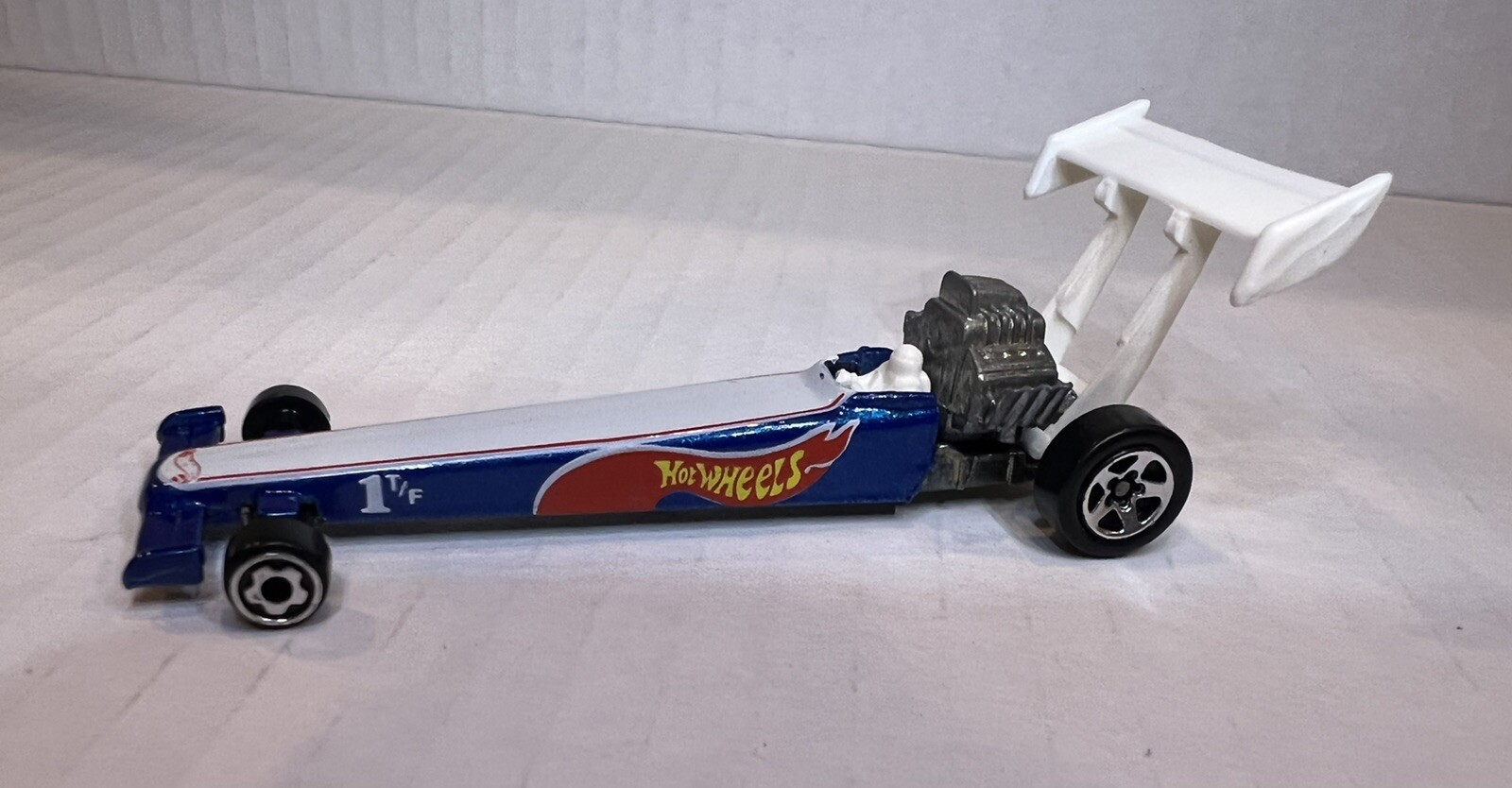 Hot Wheels Blue Race Team Dragster 1T/F w/5 Spoke Wheels Blue 1992 Malaysia