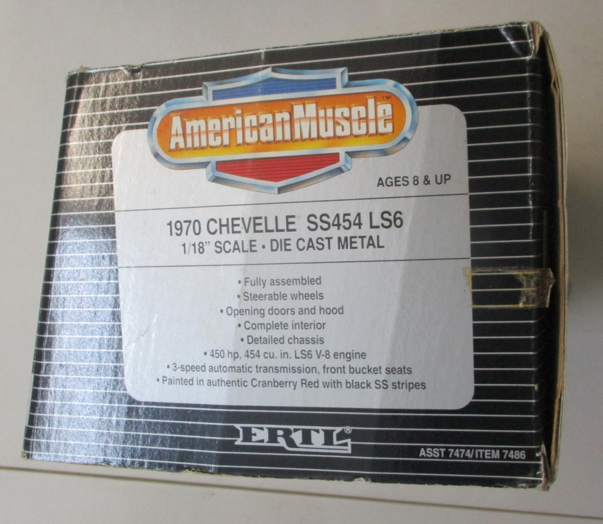 ERTL AMERICAN MUSCLE 1970 CHEVROLET CHEVY CHEVELLE SS454 LS6 CAR 1:18 SCALE RED