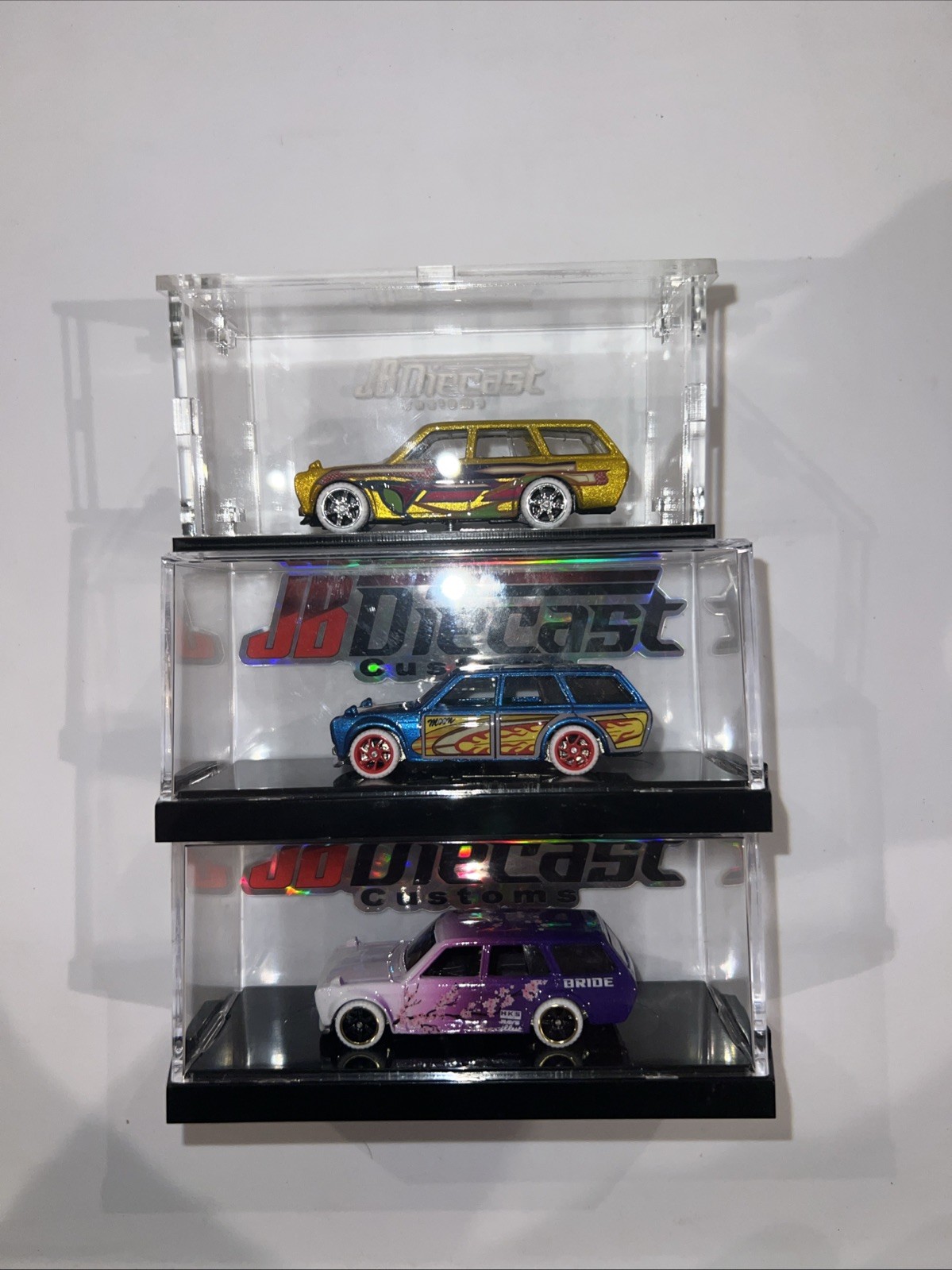 Lot Of 3 Custom 1971 Datsun 510 Wagon JB Diecast Customs Hotwheels See Pics!