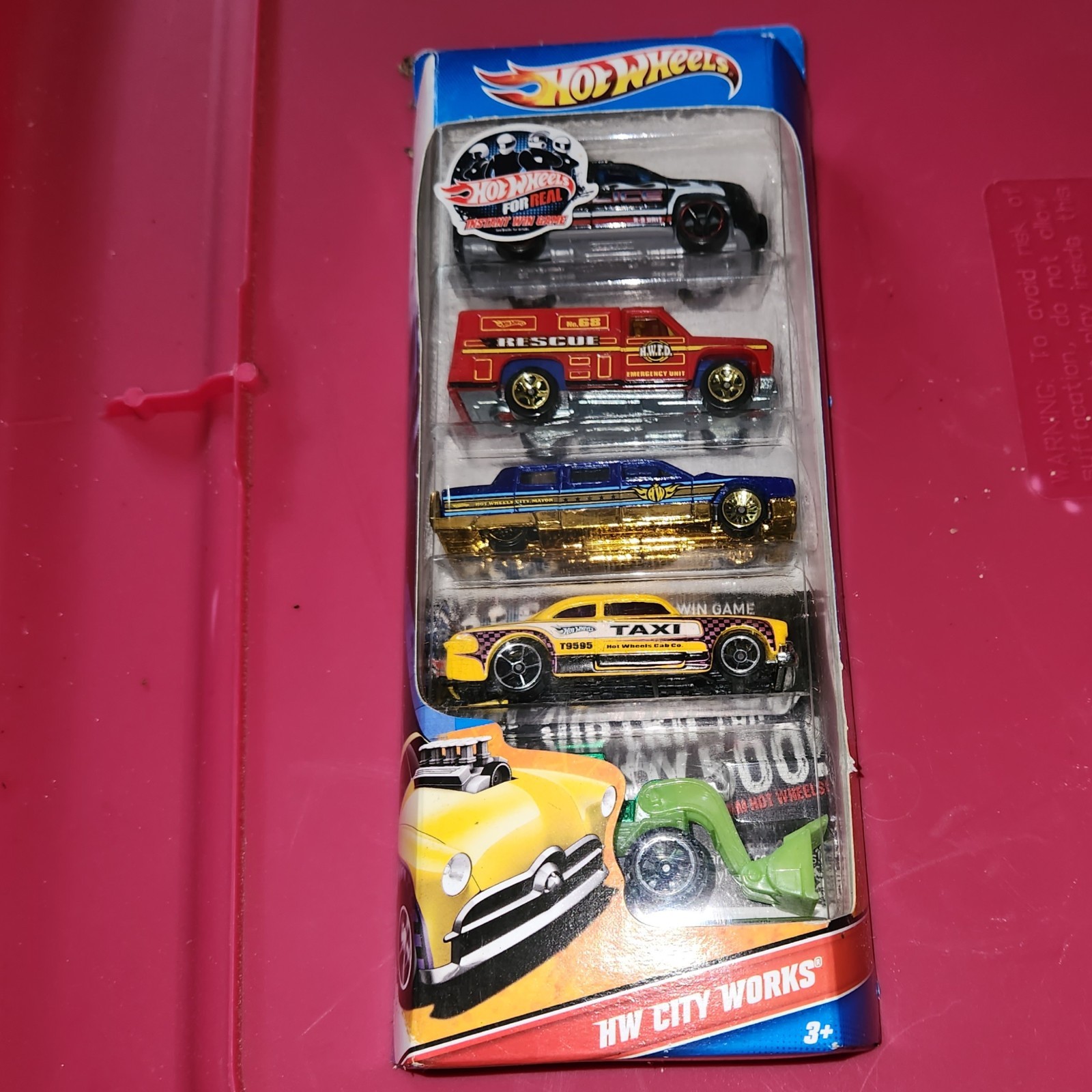 Hot Wheels HW City Works Cars Police Fire Rescue Taxi 5 Cars