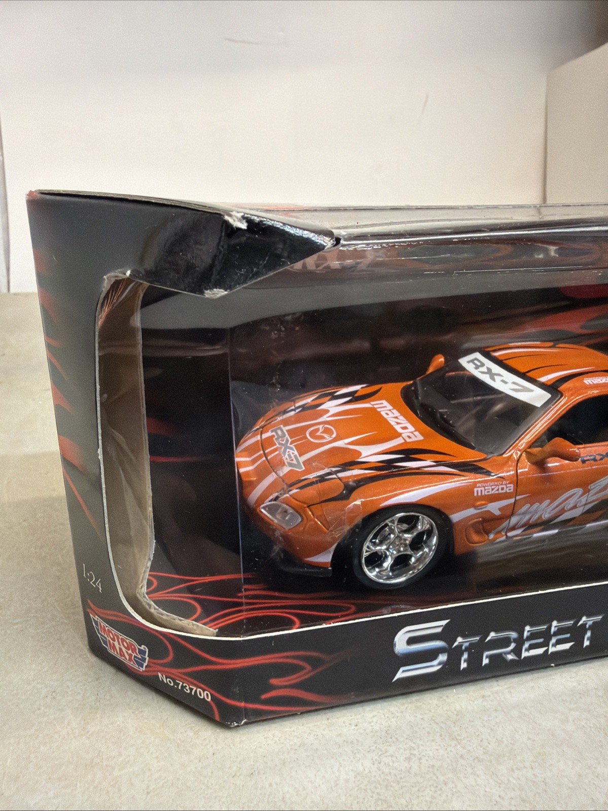 Motor Max Mazda RX-7(Tuner) 1/24 Scale Street Racer NIB Sealed RARE FLAME PKG