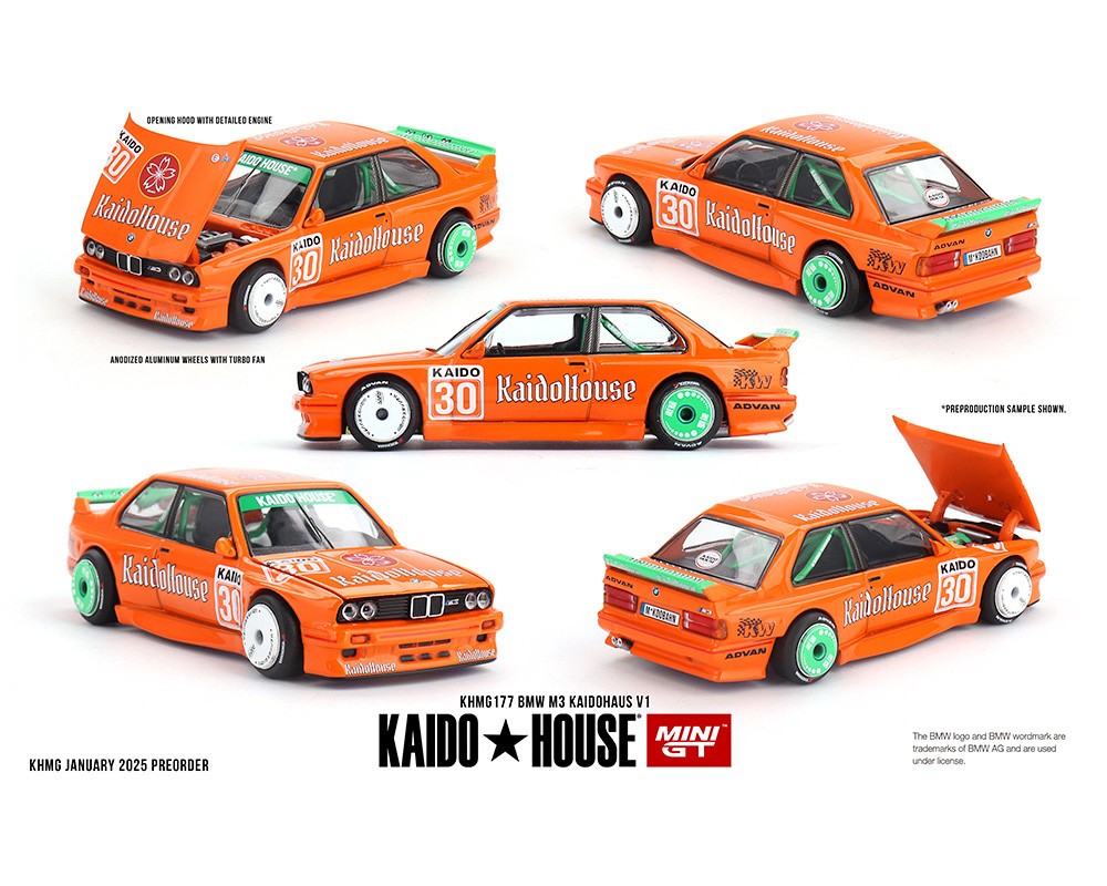 KAIDO HOUSE x MINI GT – BMW M3 KAIDOHAUS V1 – ORANGE #KHMG177 – SEALED