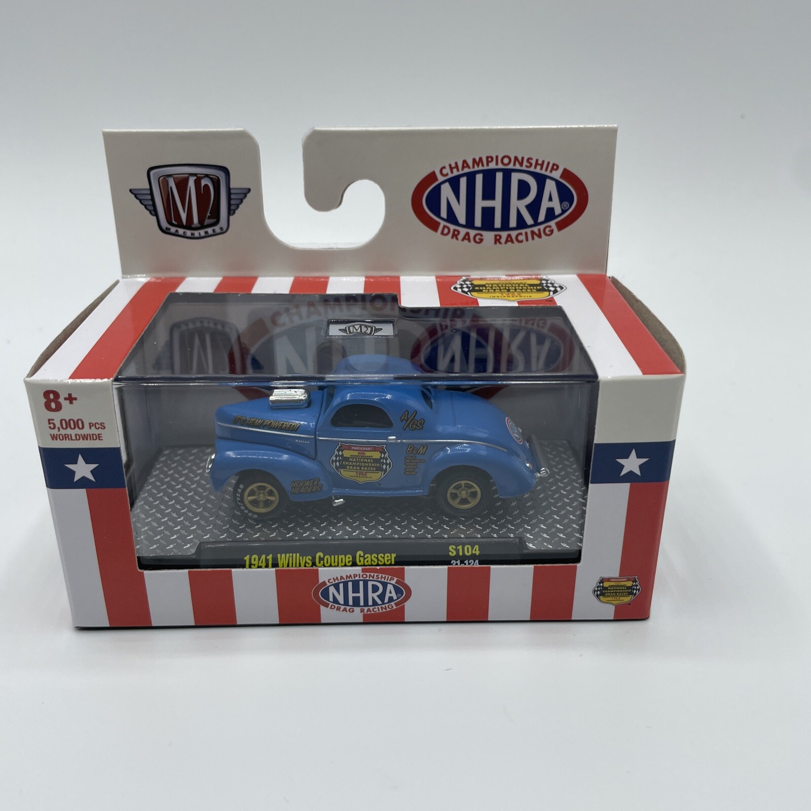 2022 M2 Machines NHRA 1941 Willys Coupe Gasser Blue Mint in Box Free Shipping