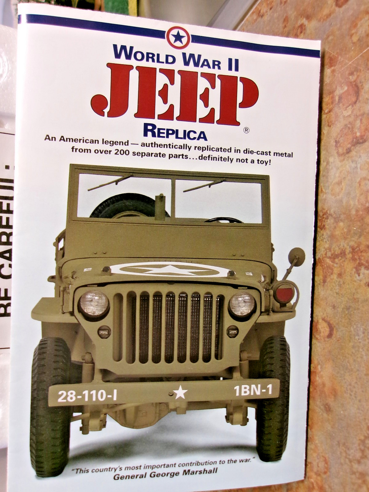 Danbury Mint World War II Jeep Replica 1/16, Gun, Box, Roof, & All Paperwork!