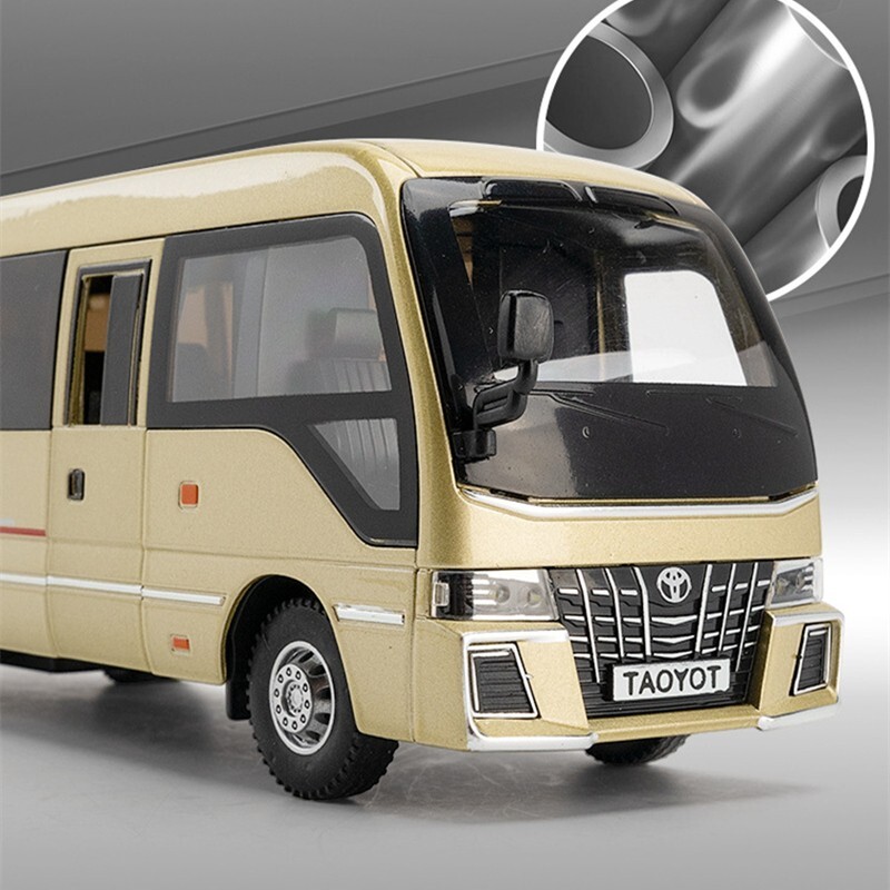 1:32 Alloy Coaster Bus Diecast Model – Sound & Light Toy Vehicle Gift