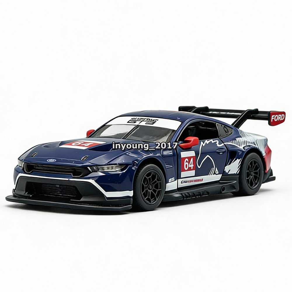 1:42 Ford Mustang GT3 Model Car Metal Diecast Toy Cars Toys for Boys Kids Blue