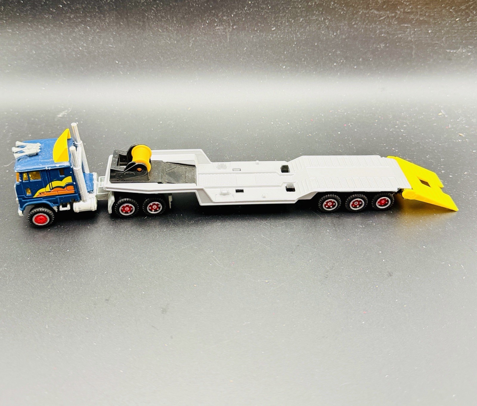 1980s Vintage Cabover Super Movers Majorette Semi Truck Tractor Trailer Low Boy