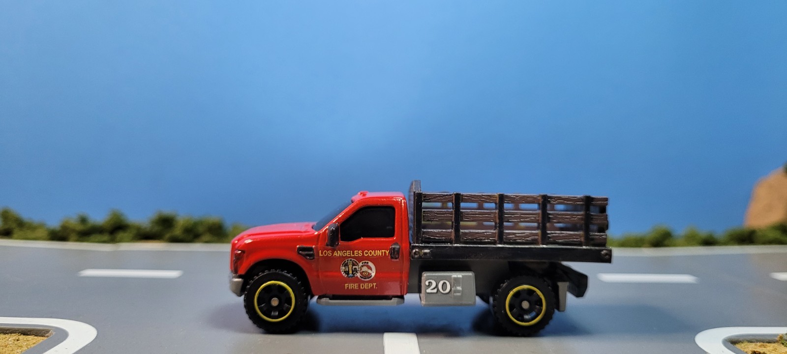Matchbox custom kitbash fire truck Los Angeles County Fire Dept utility truck